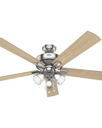 Hunter 60 inch Crestfield Brushed Nickel Ceiling Fan with LED Light Kit and Pull Chain by   