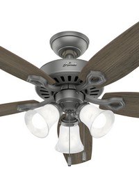 Hunter 52 inch Builder Matte Silver Ceiling Fan with LED Light Kit and Pull Chain by   