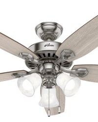 Hunter 52 inch Builder Brushed Nickel Ceiling Fan with LED Light Kit and Pull Chain by   