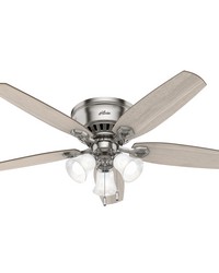 Hunter 52 inch Builder Brushed Nickel Low Profile Ceiling Fan with LED Light Kit and Pull Chain by   