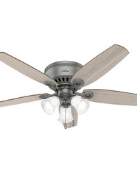 Hunter 52 inch Builder Matte Silver Low Profile Ceiling Fan with LED Light Kit and Pull Chain by   