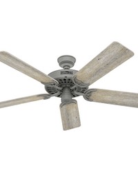 Hunter 52 inch Hunter Original Matte Silver Damp Rated Ceiling Fan and Pull Chain Silver Damp Outdoor Fan by   