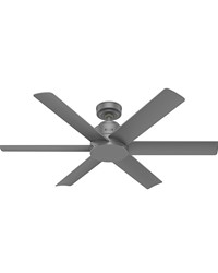 Hunter 52 inch Kennicott Matte Silver Damp Rated Ceiling Fan and Wall Control by   