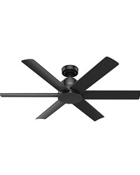 Hunter 52 inch Kennicott Matte Black Damp Rated Ceiling Fan and Wall Control Black Damp Outdoor Fan by   