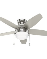 Hunter 44 inch Lilliana Brushed Nickel Low Profile Ceiling Fan with LED Light Kit and Pull Chain by   