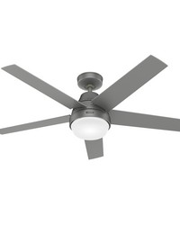 Hunter 52 inch Aerodyne Wi-Fi Matte Silver Ceiling Fan with LED Light Kit and Handheld Remote by   