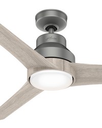 Hunter 52 inch Lakemont Matte Silver Damp Rated Ceiling Fan with LED Light Kit and Handheld Remote by   