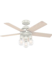 Hunter 44 inch Hardwick Fresh White Ceiling Fan with LED Light Kit and Handheld Remote by   