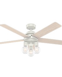 Hunter 52 inch Hardwick Fresh White Ceiling Fan with LED Light Kit and Handheld Remote by   