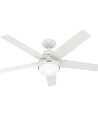 Hunter 52 inch Aerodyne Wi-Fi Fresh White Ceiling Fan with LED Light Kit and Handheld Remote by   