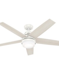 Hunter 52 inch Exton Wi-Fi Fresh White Ceiling Fan with LED Light Kit and Handheld Remote by   