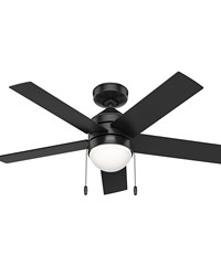 Hunter 44 inch Rogers Matte Black Ceiling Fan with LED Light Kit and Pull Chain by   