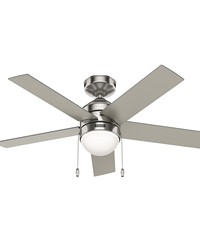 Hunter 44 inch Rogers Brushed Nickel Ceiling Fan with LED Light Kit and Pull Chain by   