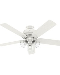 Hunter 52 inch River Ridge Fresh White Damp Rated Ceiling Fan with LED Light Kit and Pull Chain by   