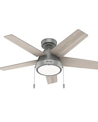 Hunter 44 inch Burroughs Matte Silver Ceiling Fan with LED Light Kit and Pull Chain by   