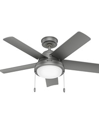 Hunter 44 inch Seawall Matte Silver WeatherMax Indoor / Outdoor Ceiling Fan with LED Light Kit and P by   