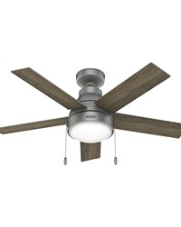 Hunter 44 inch Elliston Matte Silver Ceiling Fan with LED Light Kit and Pull Chain by   