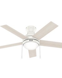 Hunter 44 inch Aren Fresh White Low Profile Ceiling Fan with LED Light Kit and Pull Chain by   