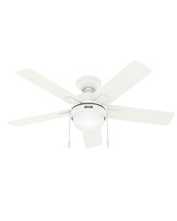 Hunter 44 inch Zeal Matte White Ceiling Fan with LED Light Kit and Pull Chain by   