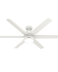 Hunter 60 inch Solaria ENERGY STAR® Fresh White Damp Rated Ceiling Fan with LED Light Kit and Wa by   