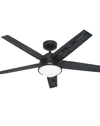 Hunter 52 inch Lykke Matte Black Ceiling Fan with LED Light Kit and Handheld Remote by   