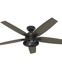 Hunter 52 inch Hampshire Matte Black Ceiling Fan with LED Light Kit and Handheld Remote by   