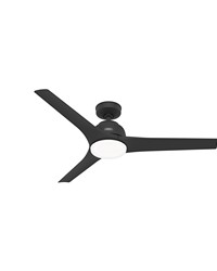 Hunter 52 inch Gallegos Matte Black Damp Rated Ceiling Fan with LED Light Kit and Wall Control by   