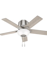 Hunter 44 inch Fitzgerald Brushed Nickel Low Profile Ceiling Fan with LED Light Kit and Pull Chain by   