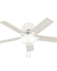 Hunter 44 inch Fitzgerald Matte White Low Profile Ceiling Fan with LED Light Kit and Pull Chain by   