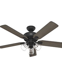 Hunter 52 inch Rosner Matte Black Ceiling Fan with LED Light Kit and Pull Chain by   