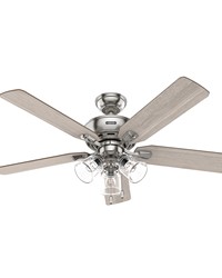 Hunter 52 inch Rosner Brushed Nickel Ceiling Fan with LED Light Kit and Pull Chain by   