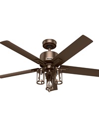 Hunter 52 inch Lawndale Satin Bronze Damp Rated Ceiling Fan with LED Light Kit and Pull Chain by   