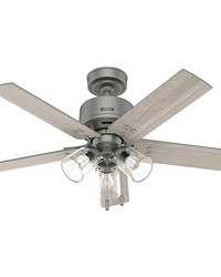 Hunter 44 inch Sencillo Matte Silver Ceiling Fan with LED Light Kit and Pull Chain by   