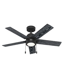 Hunter 44 inch Erling Matte Black Ceiling Fan with LED Light Kit and Pull Chain by   