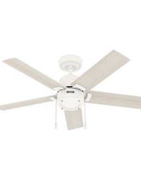 Hunter 44 inch Erling Matte White Ceiling Fan with LED Light Kit and Pull Chain by   