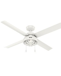 Hunter 52 inch Spring Mill Fresh White Damp Rated Ceiling Fan with LED Light Kit and Pull Chain by   