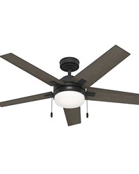 Hunter 52 inch Bartlett Matte Black Ceiling Fan with LED Light Kit and Pull Chain by   