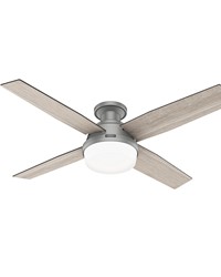 Hunter 52 inch Dempsey Matte Silver Low Profile Ceiling Fan with LED Light Kit and Handheld Remote by   