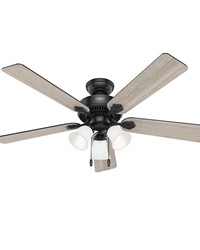 Hunter 52 inch Swanson Matte Black Ceiling Fan with LED Light Kit and Pull Chain by   