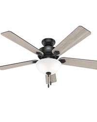 Hunter 52 inch Swanson Matte Black Ceiling Fan with LED Light Kit and Pull Chain by   