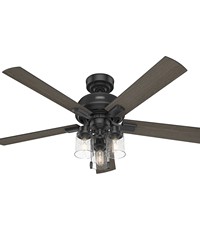 Hunter 52 inch Hartland Matte Black Ceiling Fan with LED Light Kit and Pull Chain by   