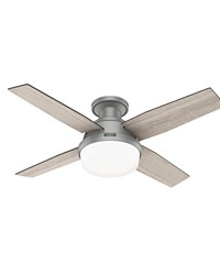 Hunter 44 inch Dempsey Matte Silver Low Profile Ceiling Fan with LED Light Kit and Handheld Remote by   