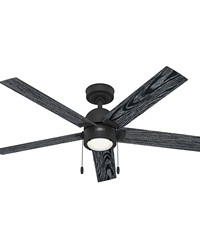 Hunter 52 inch Erling Matte Black Ceiling Fan with LED Light Kit and Pull Chain by   