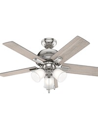 Hunter 44 inch Crystal Peak Brushed Nickel Ceiling Fan with LED Light Kit and Pull Chain by   