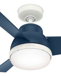 Hunter 36 inch Valda Indigo Blue Ceiling Fan with LED Light Kit and Handheld Remote by   