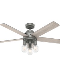 Hunter 52 inch Hardwick Matte Silver Ceiling Fan with LED Light Kit and Handheld Remote by   