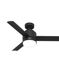 Hunter 44 inch Gilmour Matte Black Damp Rated Ceiling Fan with LED Light Kit and Handheld Remote by   