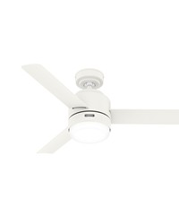 Hunter 44 inch Gilmour Matte White Damp Rated Ceiling Fan with LED Light Kit and Handheld Remote by   