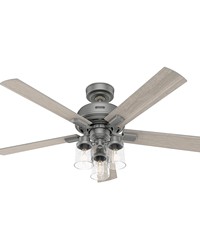 Hunter 52 inch Hartland Matte Silver Ceiling Fan with LED Light Kit and Handheld Remote by   