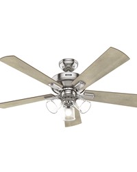 Hunter 52 inch Crestfield Brushed Nickel Ceiling Fan with LED Light Kit and Handheld Remote by   